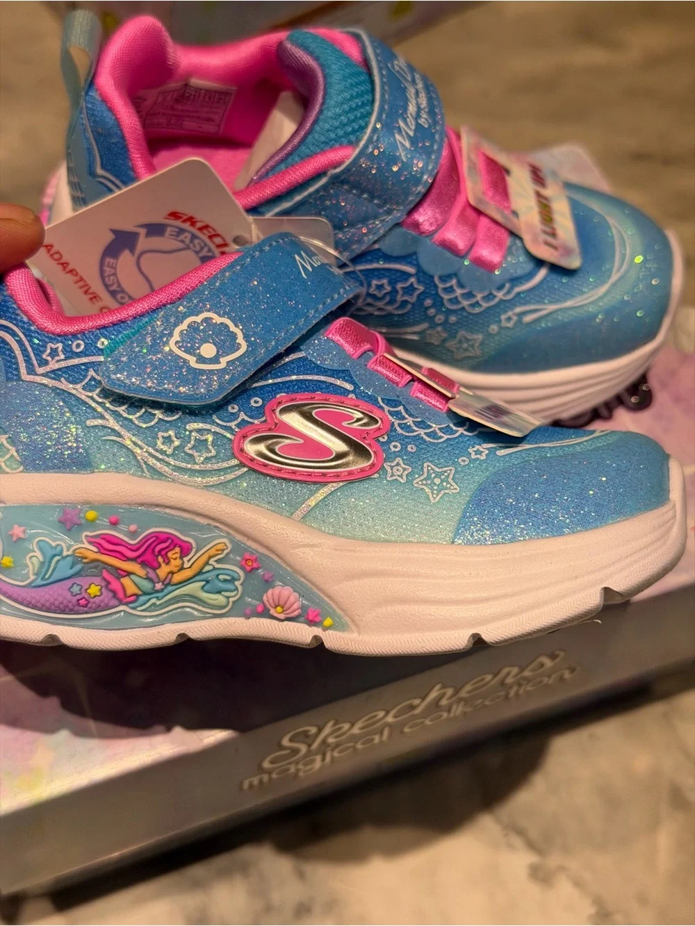Skechers Mermaid Dreams Kids Light-Up Sneakers - Blue & Pink